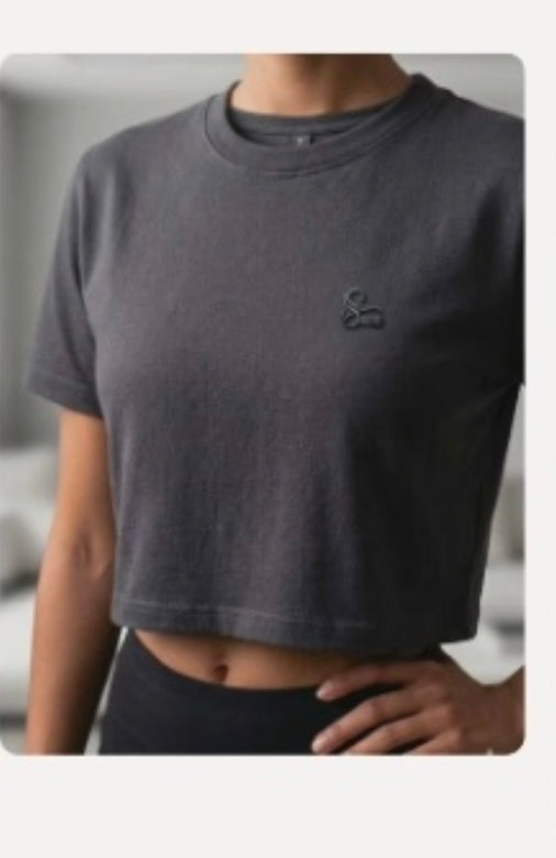 Women's Minimalist Mineral-Wash Boxy Crop Tee